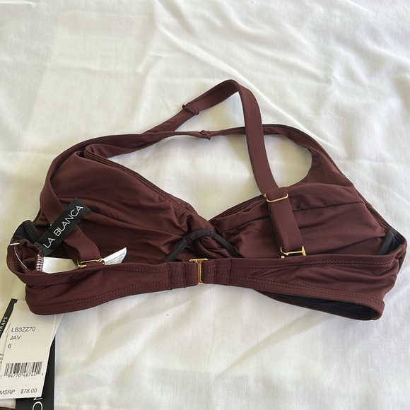 La Blanca Island Goddess Underwire Twist Front Swimsuit Top - Java, Size 6 NWT - Picture 4 of 4